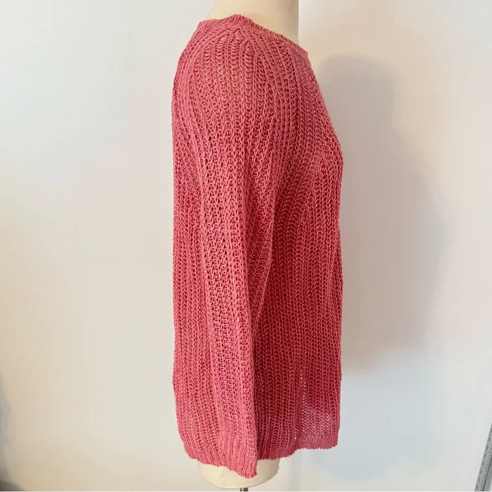 J. Crew Relaxed-Fit 100% Linen Beach Sweater in Pink Size Small